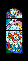 Image showing Stained glass church window in the parish church of St. James in Medugorje