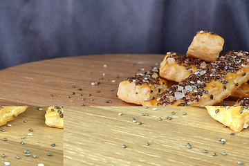 Image showing baked sticks with chia seeds, salt