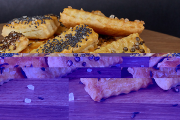 Image showing baked sticks with caraway, poppy, chia seeds, salt