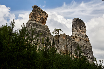 Image showing sandstone rocks near Valdstejn gothic castle