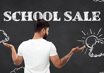 Image showing Half-length close up portrait of young man, school sale