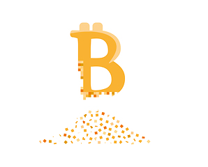 Image showing crashing bitcoin into small pieces