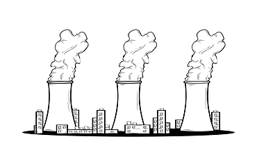 Image showing power factory and three chimneys with smoke