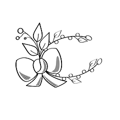 Image showing floral linear simple ornament with bow and leaves