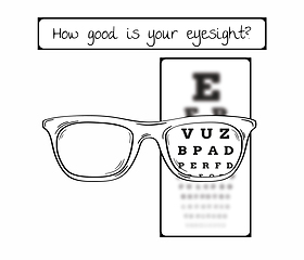 Image showing snellen chart for eye test - sharp and blurred