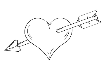 Image showing simple linear heart pierced by an arrow