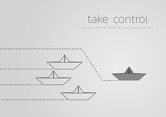 Image showing take control with a folded paper boat