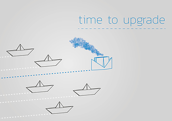 Image showing time to upgrade with a folded paper boat