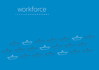 Image showing workforce with a folded paper boat