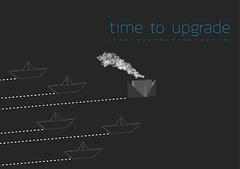 Image showing time to upgrade with a folded paper boat