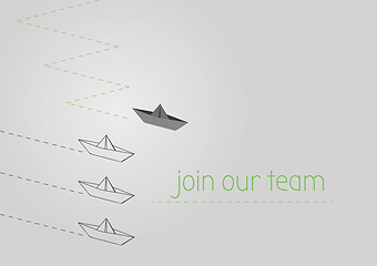 Image showing join our team with folded paper boat