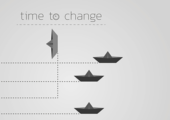 Image showing time to change with a folded paper boat