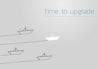 Image showing time to upgrade with a folded paper boat