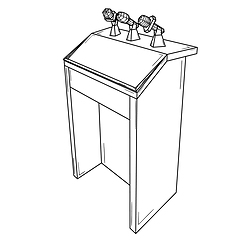 Image showing podium for political speech with microphones