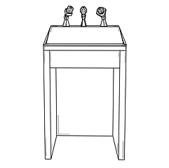 Image showing podium for political speech with microphones