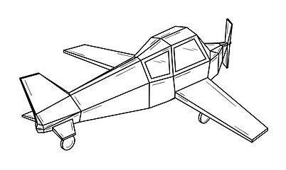 Image showing Small plane with wings and propeller - monoplane