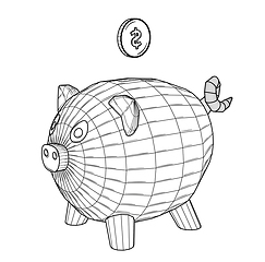 Image showing pig as a money box with american dollar coin