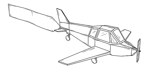 Image showing Small plane with wings and propeller - monoplane