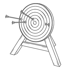 Image showing sport target hit around the center by arrows