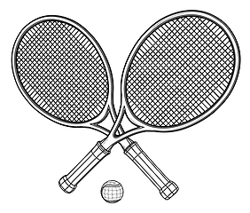 Image showing Two tennis rackets and ball.