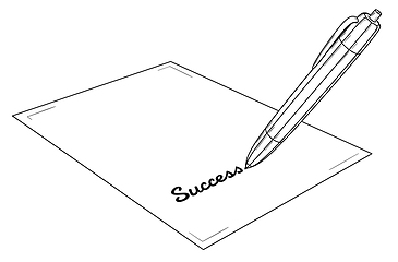 Image showing Pen writing on paper word Success.