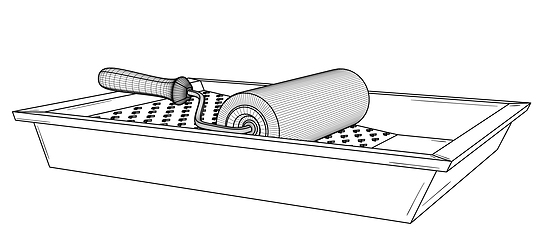 Image showing Painting roller with empty paint tray.