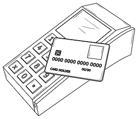 Image showing Payment terminal with credit card.