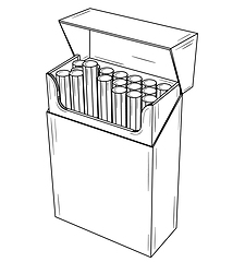 Image showing Open pack with cigarettes
