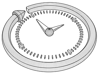 Image showing arrow and clock as a symbol of progress