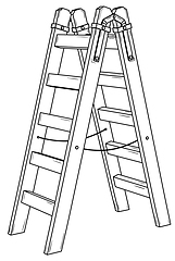 Image showing Simple wooden stepladder.