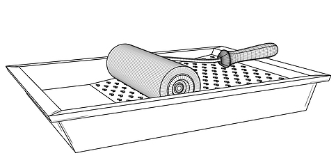 Image showing Painting roller with empty paint tray.