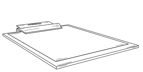 Image showing Writing pad with metal clip and blank paper.