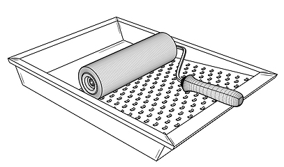 Image showing Painting roller with empty paint tray.