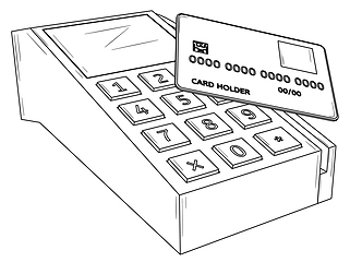Image showing Payment terminal with credit card.