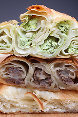 Image showing Burek (pie with meat, cheese or spinach) is traditional Balkan meal