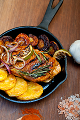 Image showing roasted grilled BBQ chicken breast with herbs and spices 