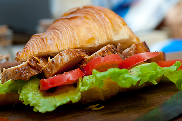 Image showing savory croissant brioche bread with chicken breast 