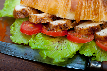 Image showing savory croissant brioche bread with chicken breast 