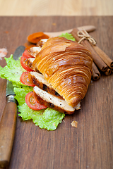 Image showing savory croissant brioche bread with chicken breast 