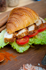 Image showing savory croissant brioche bread with chicken breast 