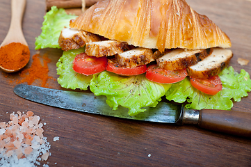 Image showing savory croissant brioche bread with chicken breast 