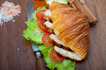 Image showing savory croissant brioche bread with chicken breast 