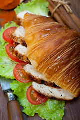 Image showing savory croissant brioche bread with chicken breast 