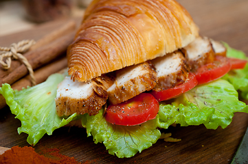 Image showing savory croissant brioche bread with chicken breast 