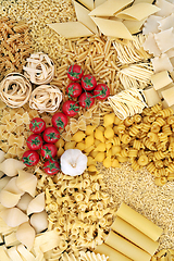 Image showing Healthy Italian Food with Pasta and Ingredients