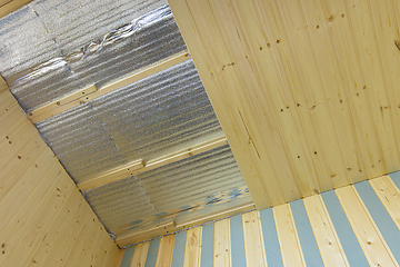 Image showing Clapboard ceiling decoration in a country house