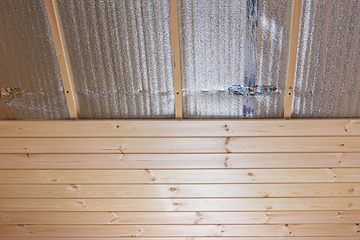 Image showing Decorating the ceiling of the room with clapboard, the ceiling is insulated with insulation