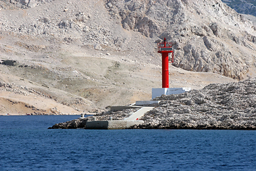 Image showing Red see light on island with mountain background