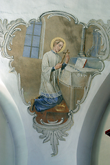 Image showing Saint Aloysius, fresco painting on the ceiling of the church