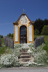 Image showing Village chapel in summer countryside against blue sky, Pohorje, Slovenia